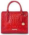 Brahmin Cami Melbourne Small Mellow Rose Leather Satchel Bag In Red