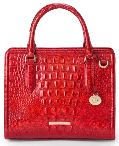 Brahmin Cami Melbourne Small Mellow Rose Leather Satchel Bag In Red