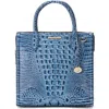 Brahmin Caroline Croc Embossed Leather Satchel In Blue Serenade
