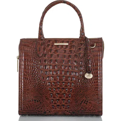 Brahmin Caroline Croc Embossed Leather Satchel In Brown
