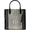 Brahmin Caroline Croc Embossed Leather Satchel In Chrome