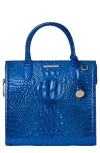 Brahmin Caroline Croc Embossed Leather Satchel In Cobalt Potion