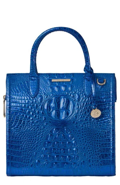 Brahmin Caroline Croc Embossed Leather Satchel In Blue