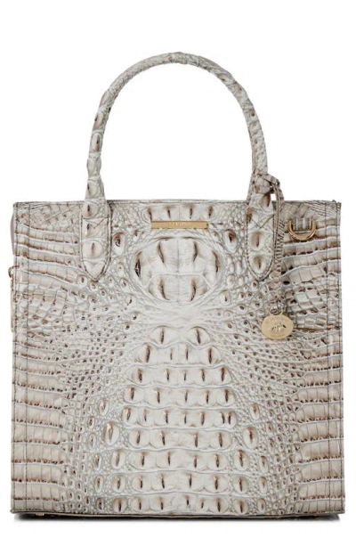 Brahmin Caroline Croc Embossed Leather Satchel In Fairest Grey