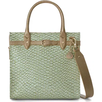 Brahmin Caroline Croc Embossed Leather Satchel In Green