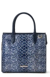 Brahmin Caroline Croc Embossed Leather Satchel In Navy