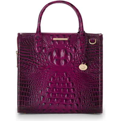 Brahmin Caroline Croc Embossed Leather Satchel In Sugar Plum