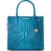 Brahmin Caroline Croc Embossed Leather Satchel In Vibrant Azure