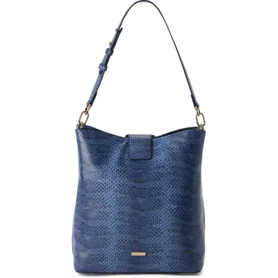 Brahmin Celina Croc Embossed Leather Bucket Bag In Blue