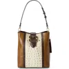 Brahmin Celina Croc Embossed Leather Bucket Bag In Brown