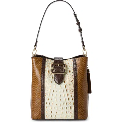 Brahmin Celina Croc Embossed Leather Bucket Bag In Brown
