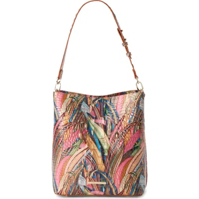 Brahmin Celina Croc Embossed Leather Bucket Bag In Multi