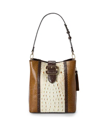 Brahmin Celina Small Bucket Handbag In Orange