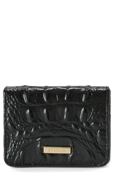 Brahmin Clementine Embossed Leather Card Case In Black