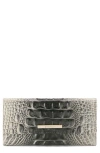 Brahmin Cordelia Croc Embossed Leather Trifold Wallet In Gray
