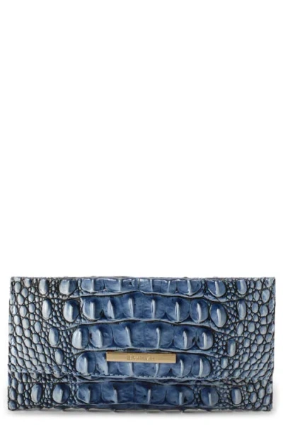 Brahmin Cordelia Croc Embossed Wallet In Bellbottom Blue