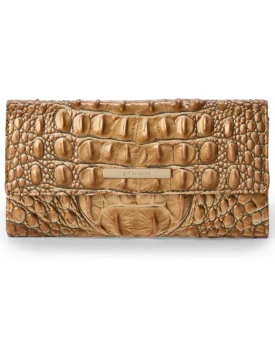 Brahmin Cordelia Embossed Leather Mini Wallet In Driftwood