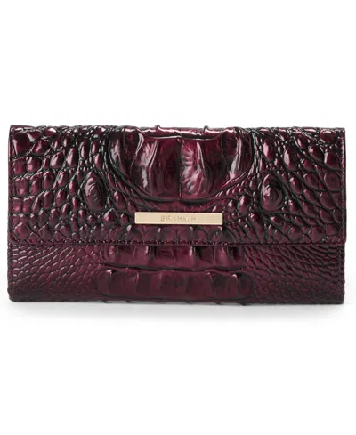 Brahmin Cordelia Embossed Leather Wallet In Oxblood