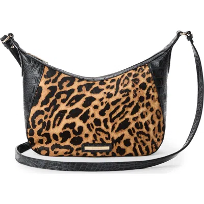 Brahmin Corinne Croc Embossed Leather Crossbody In Black