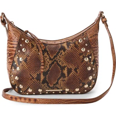 Brahmin Corinne Croc Embossed Leather Crossbody In Brown