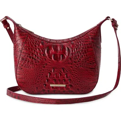 Brahmin Corinne Croc Embossed Leather Crossbody In Red