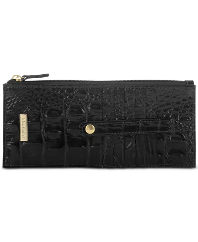 Brahmin Credit Card Melbourne Embossed Leather Wallet In Black,gold