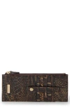 Brahmin Croc Embossed Leather Credit Card Wallet In Brown