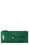 Brahmin Croc Embossed Leather Credit Card Wallet In Evergreen