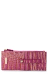 Brahmin Croc Embossed Leather Credit Card Wallet In Rouge Blush