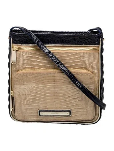 Pre-owned Brahmin Crocodile Crossbody Bag In Blue/neutrals