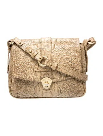 Pre-owned Brahmin Crocodile Messenger Bag In Neutral