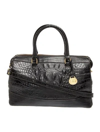 Pre-owned Brahmin Crocodile Top Handle Bag In Black