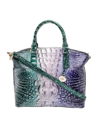 Pre-owned Brahmin Crocodile Top Handle Bag In Blue