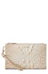 Brahmin Daisy Croc Embossed Leather Wristlet In Contour