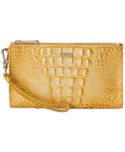 Brahmin Daisy Leather Melbourne Wristlet In Yellow