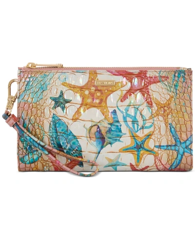 Brahmin Daisy Ombre Melbourne Embossed Leather Wristlet In Multi