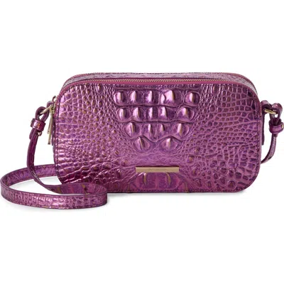 Brahmin Danica Croc Embossed Leather Crossbody Bag In Purple