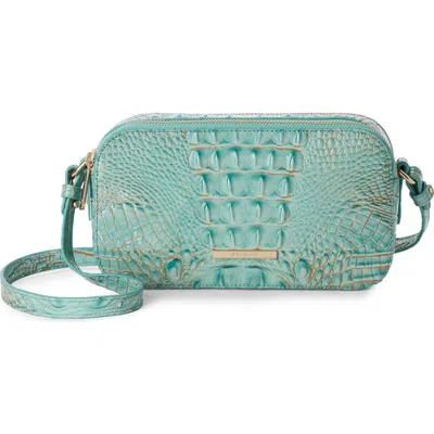 Brahmin Danica Croc Embossed Leather Crossbody Bag In Blue