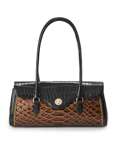 Brahmin Dayan Brunswick Medium Satchel Handbag In Brown Multi