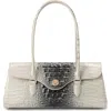 Brahmin Dayan Croc Embossed Leather Satchel In Gray
