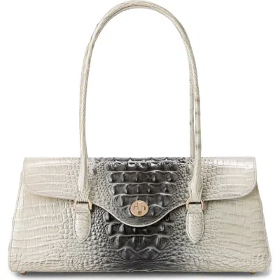 Brahmin Dayan Croc Embossed Leather Satchel In Gray