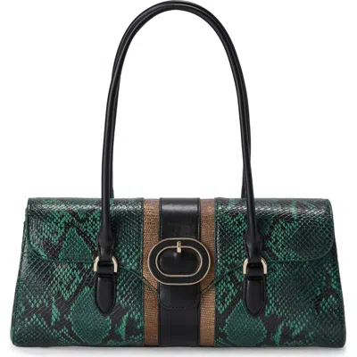 Brahmin Dayan Croc Embossed Leather Satchel In Green