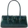 Brahmin Dayan Croc Embossed Top Handle Bag In Evergreen
