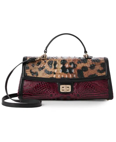 Brahmin Dayan Small Leather Towers Satchel In Burgundy