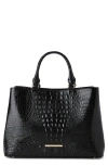 Brahmin Denise Croc Embossed Leather Tote In Black