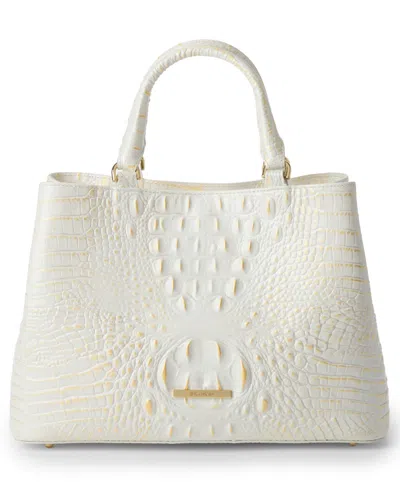 Brahmin Denise Medium Melbourne Leather Satchel Bag In White