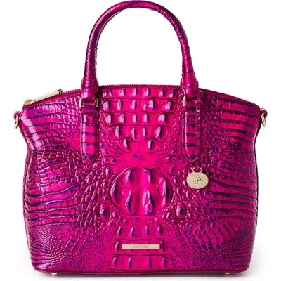 Brahmin Duxbury Croc Embossed Leather Satchel In Voltage Violet