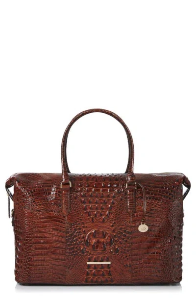 BRAHMIN BRAHMIN DUXBURY CROC EMBOSSED LEATHER WEEKEND BAG