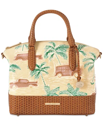 Brahmin Duxbury Honeybrown Copa Cabana Leather Satchel In Honey/ Beige Palms
