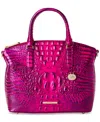 Brahmin Duxbury Croc Embossed Leather Satchel In Voltage Violet
